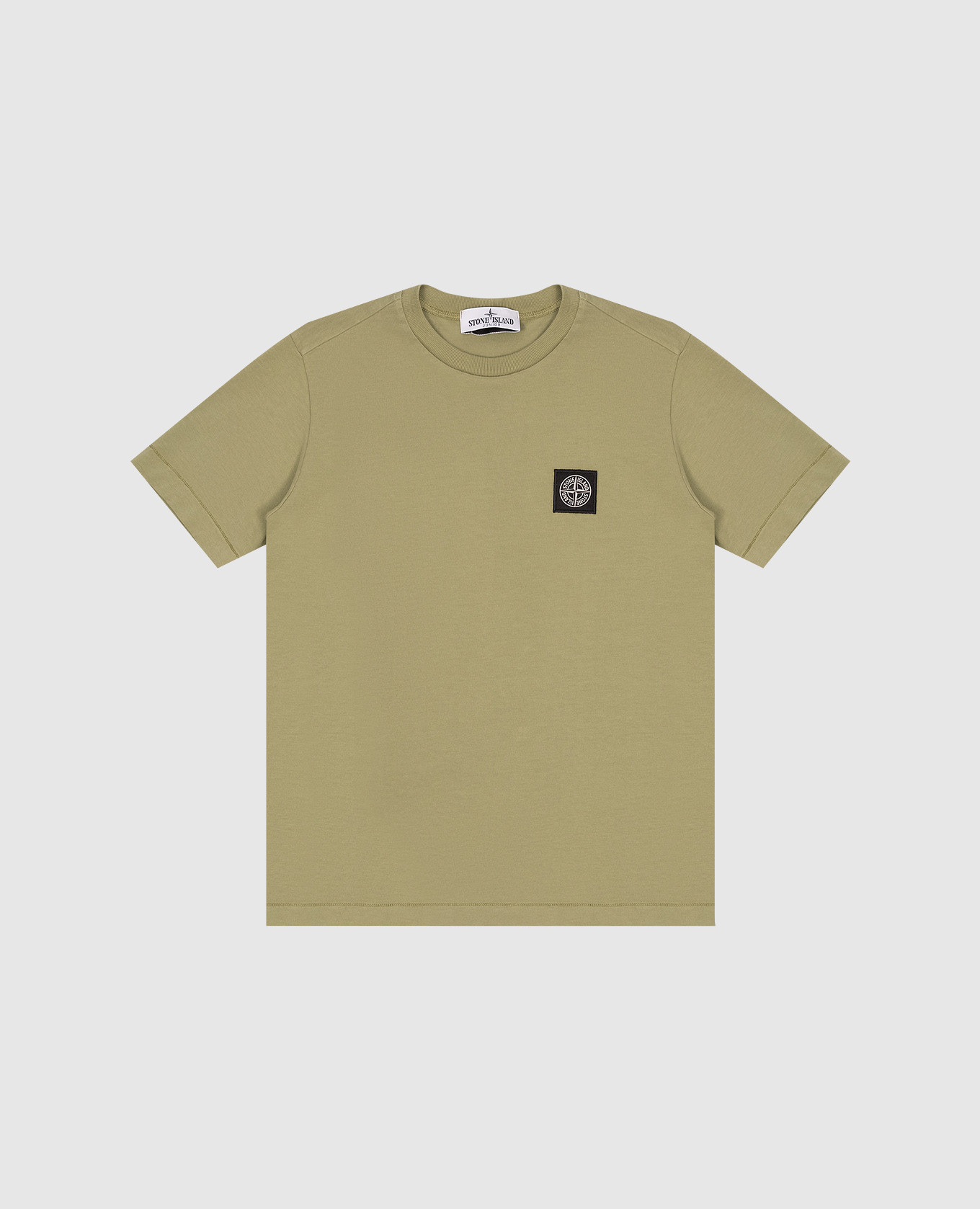 Green t-shirt with logo patch stone island