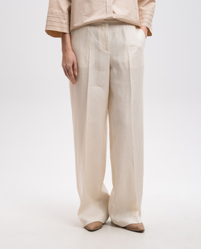 Peserico White linen pants P0433502606
