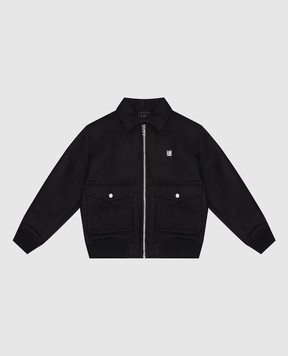 Givenchy Kids black wool, cashmere and silk jacket with logo H30583612