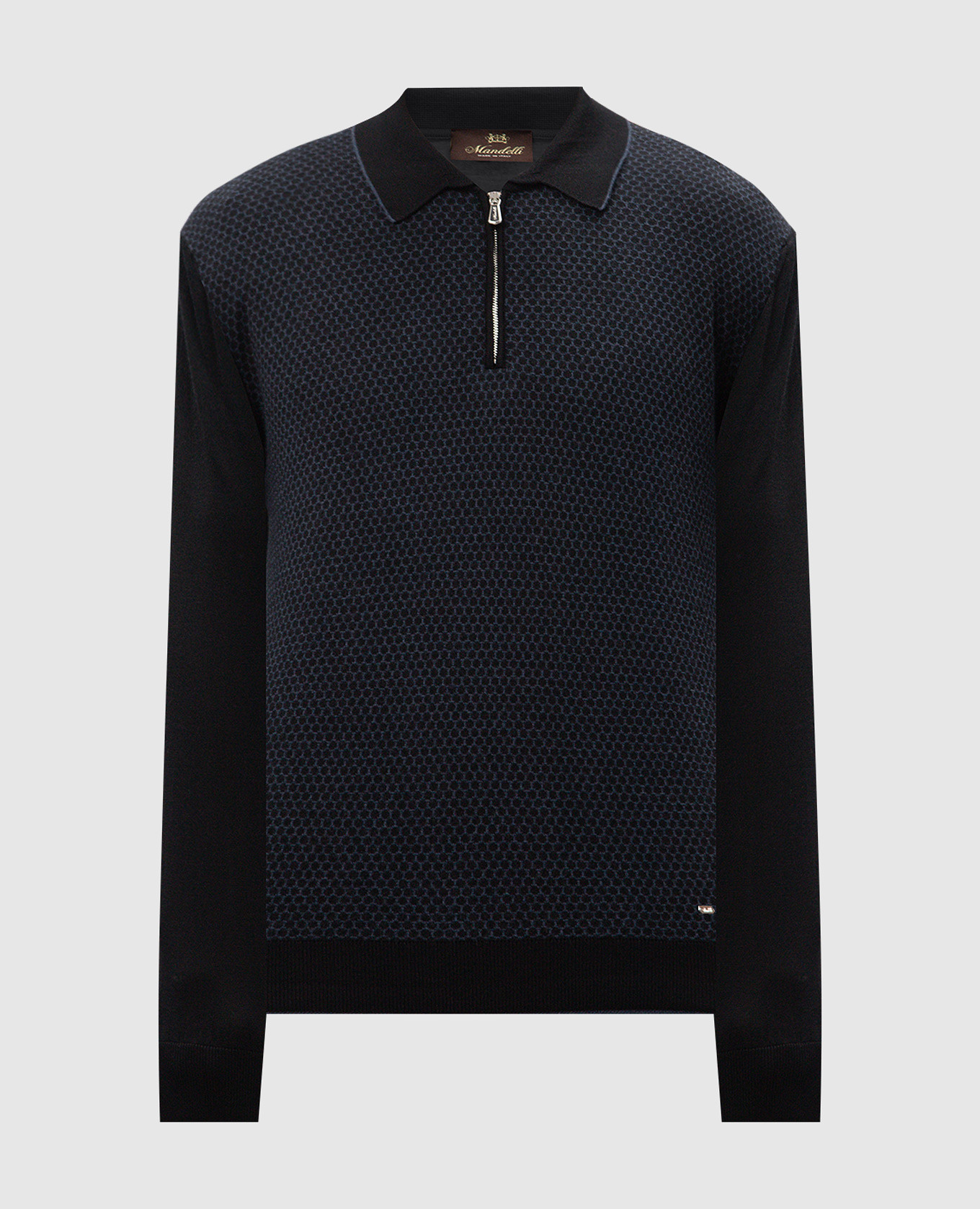 

Black polo shirt made of wool and silk in a pattern Enrico Mandelli