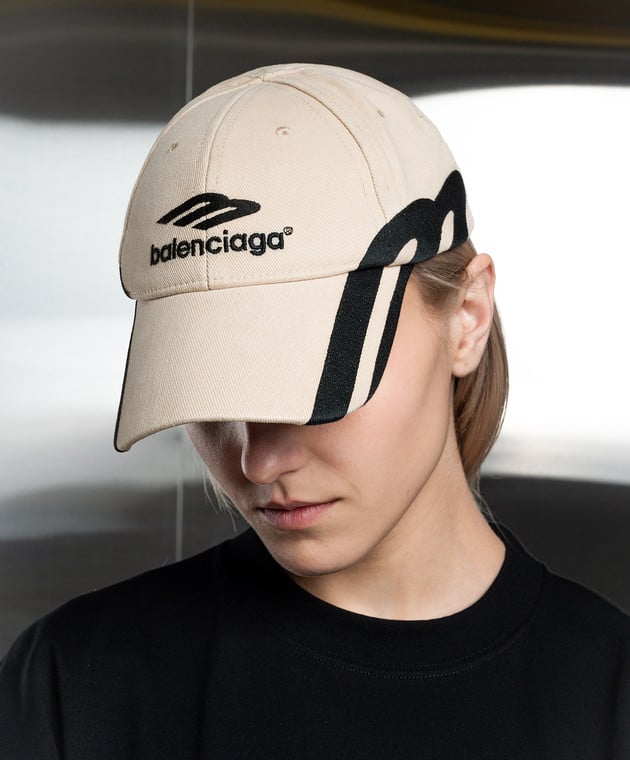 Balenciaga - 3B Sports Icon beige cap with logo embroidery Balenciaga - 3B Sports Icon beige cap with logo embroidery