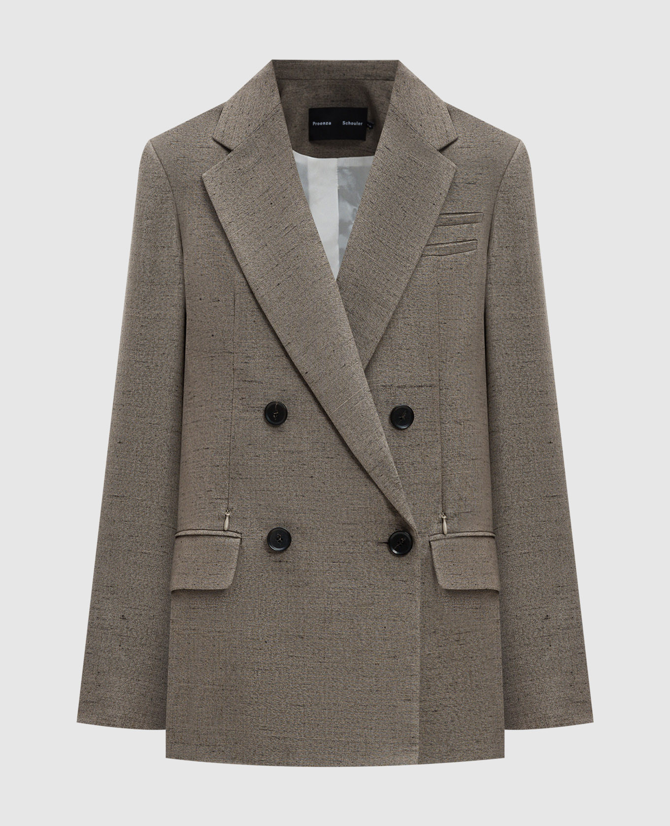 Hadley brown double breasted mélange jacket with linen proenza schouler