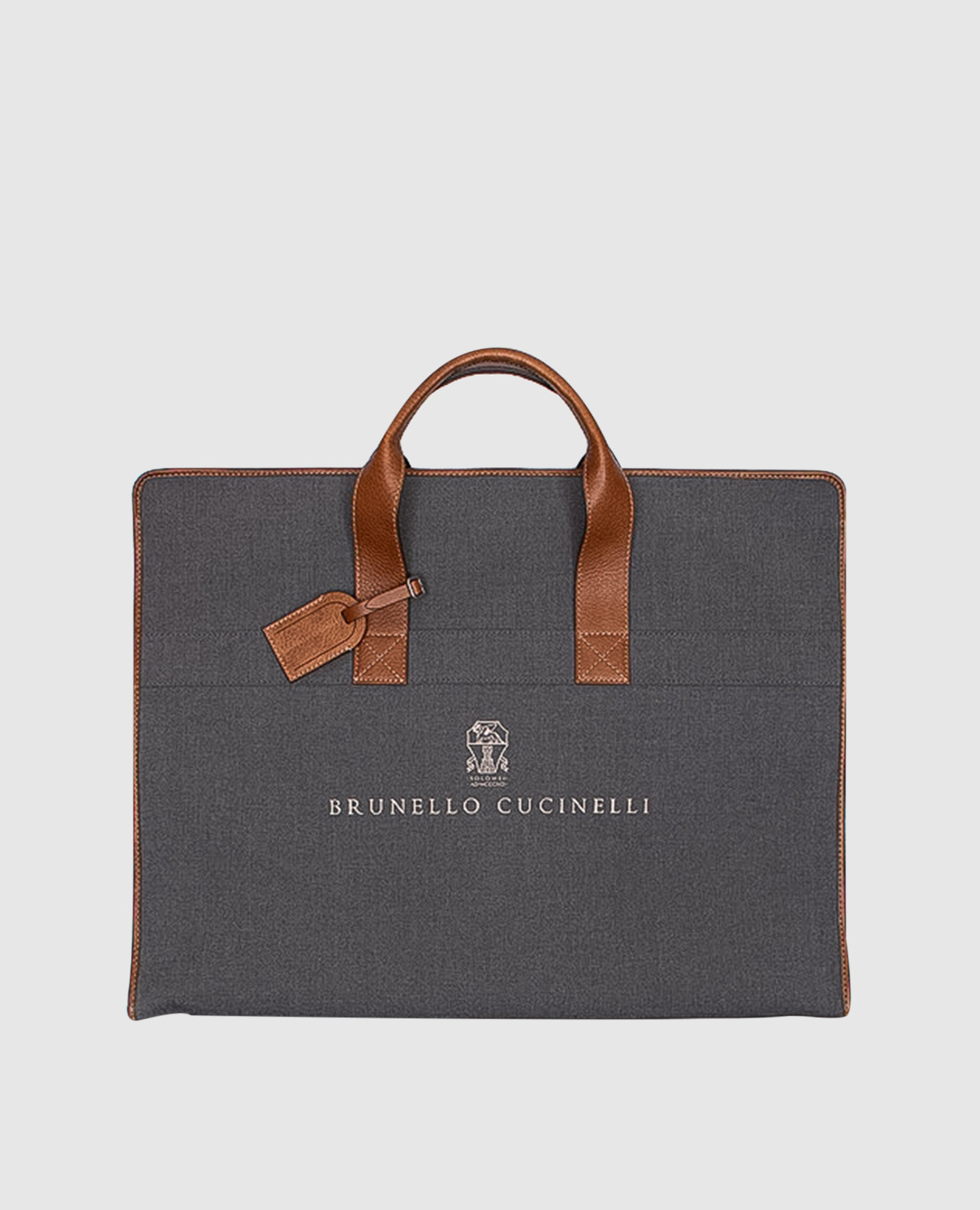 

Gray suitcase with leather inserts and logo Brunello Cucinelli, Grey