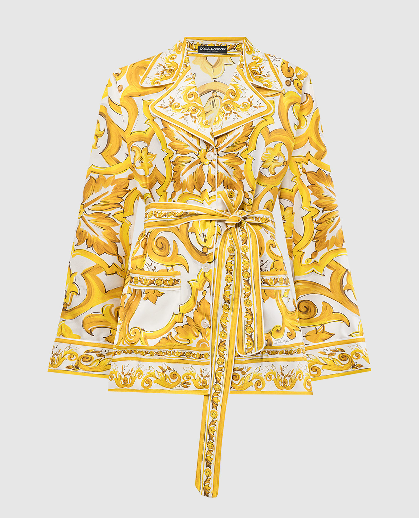 

White majolica silk blouse with belt Dolce&Gabbana