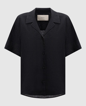 Asceno Prague black linen shirt T022F06C01