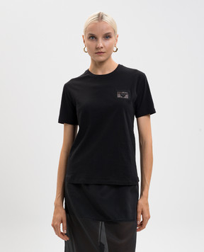 Twinset Black T-shirt with embroidered logo 252TP2051