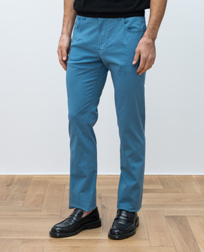 Stefano Ricci Blue jeans with embroidered monogram logo MFT51B0110T209PT