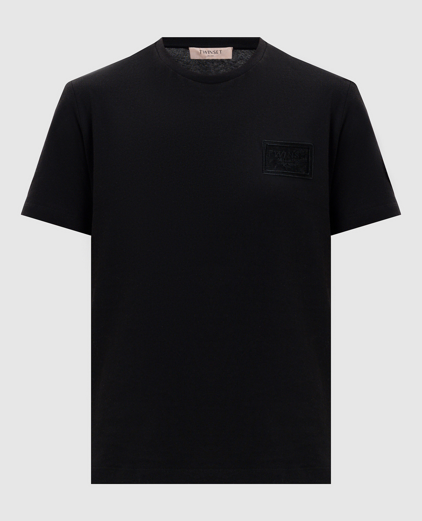 Black T-shirt with embroidered logo Twinset