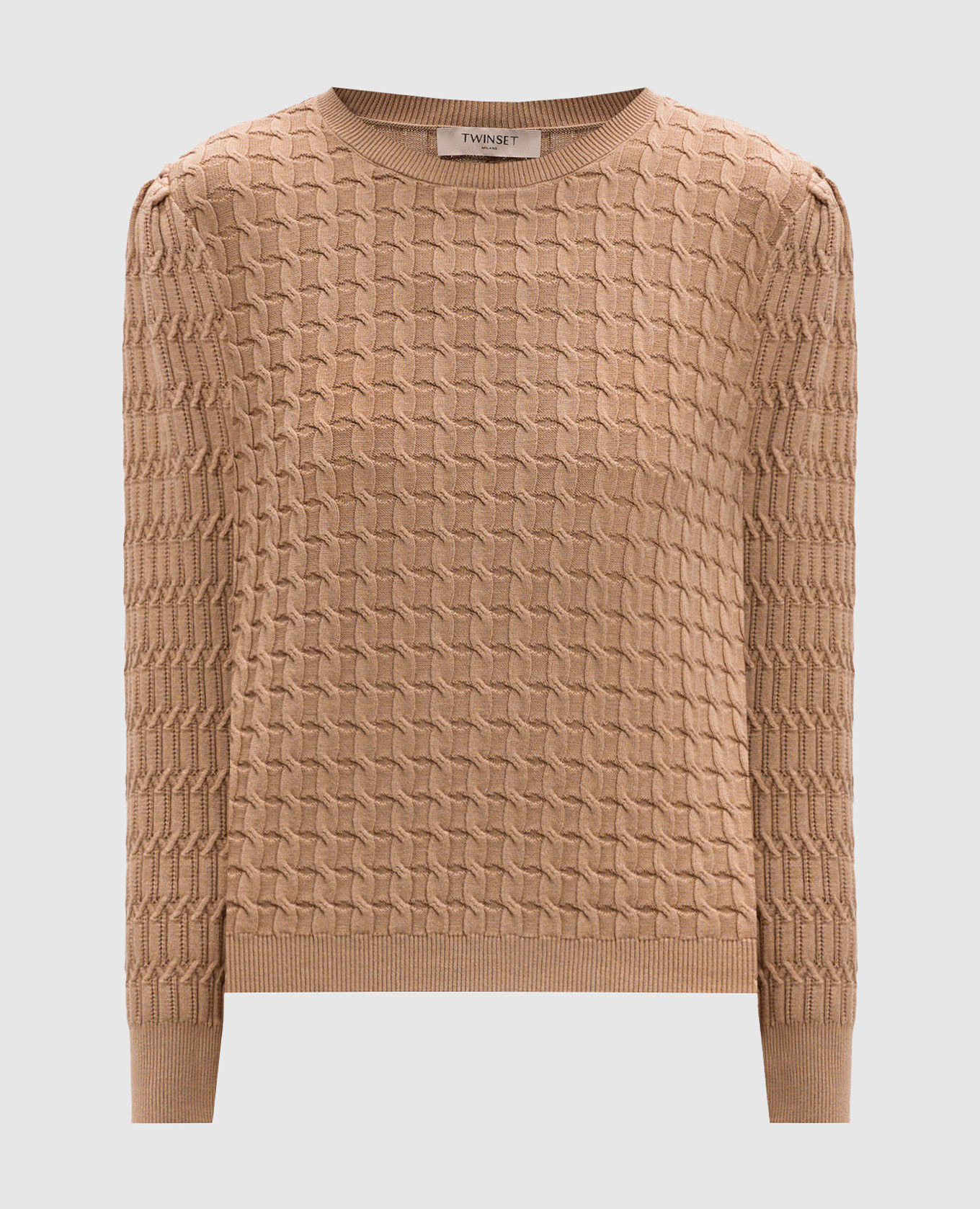 

Beige jumper in a textured pattern with a logo Twinset