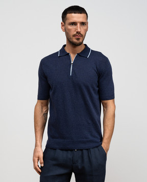 Cashmere&Whiskey Blue polo with linen MU9952318455R3XL