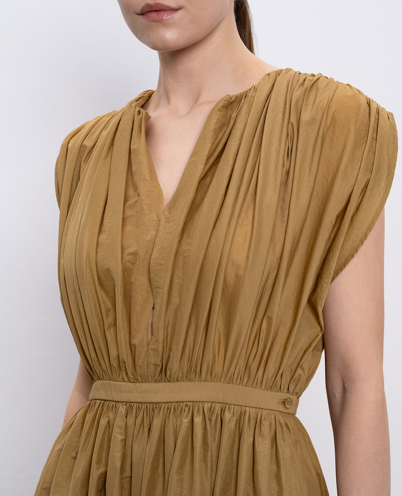 

Brown midi dress with drapery Philosophy di Lorenzo Serafini