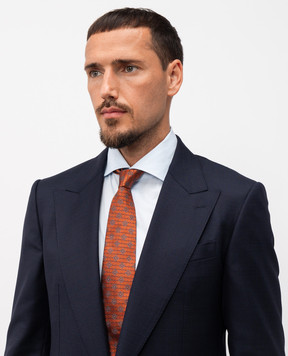 Brunello Cucinelli Orange patterned silk tie MI8850018