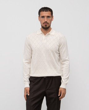 Canali Beige merino wool polo shirt with a pattern MK02358C1134