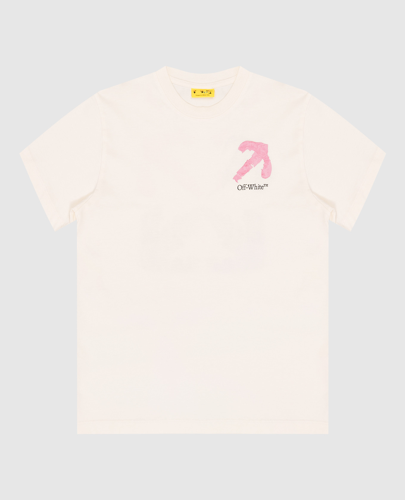 Children's beige t-shirt with arrow acrylic print off-white