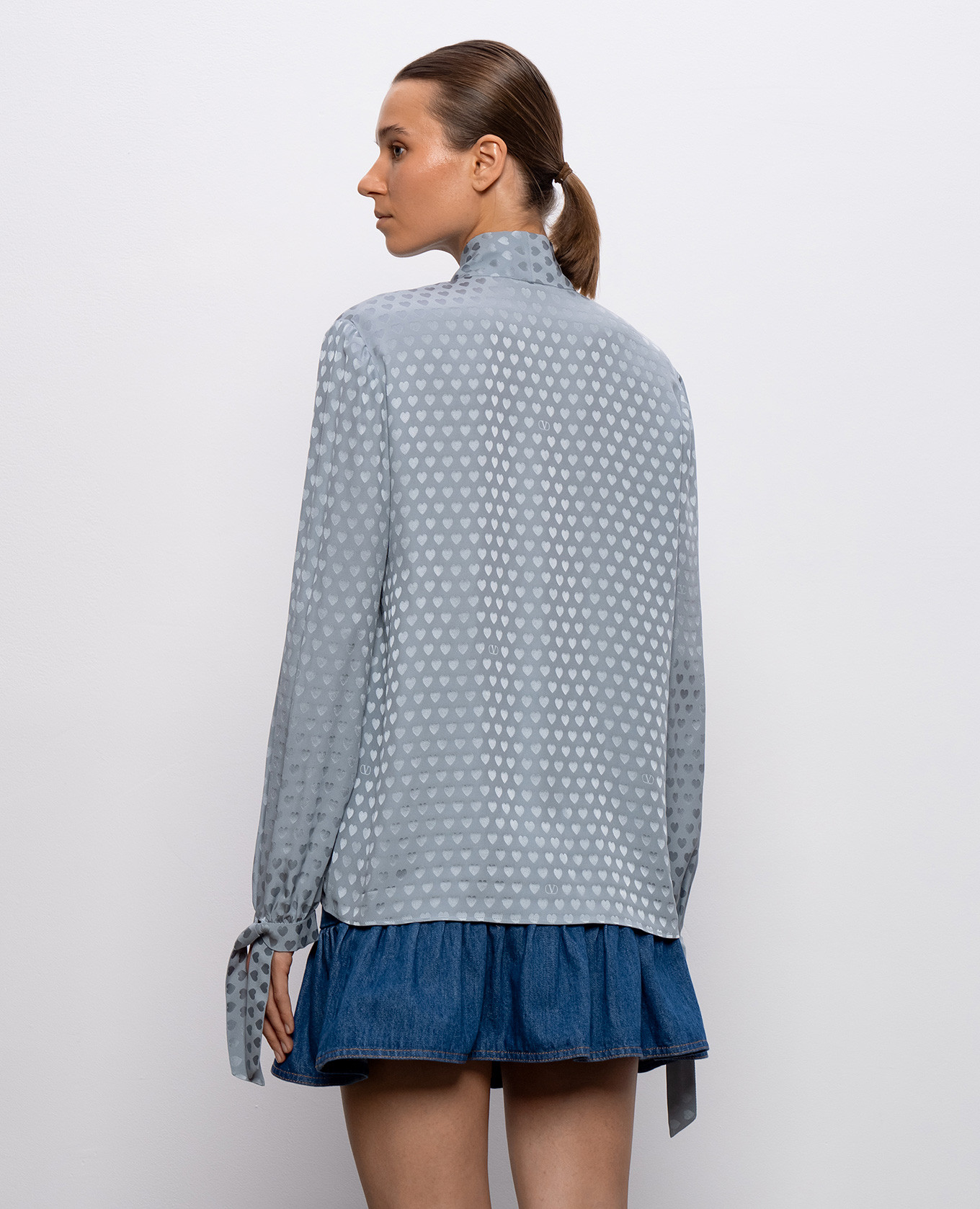 Blue patterned silk blouse Valentino 4