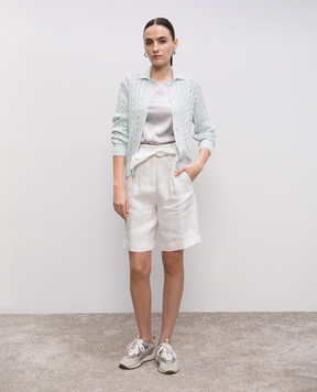 Peserico Gray silk top with monil chain S0676002372
