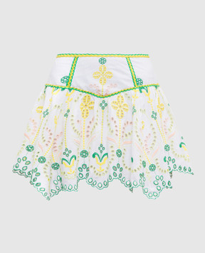 Charo Ruiz White linen Pauline skirt with broderie embroidery 244400