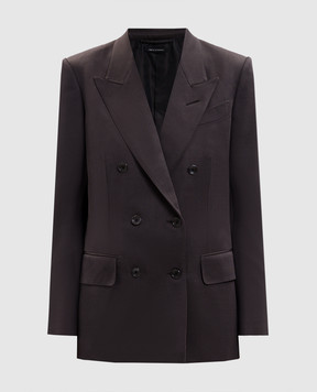 Tom Ford Brown double-breasted silk and wool jacket GI2971FAX1216