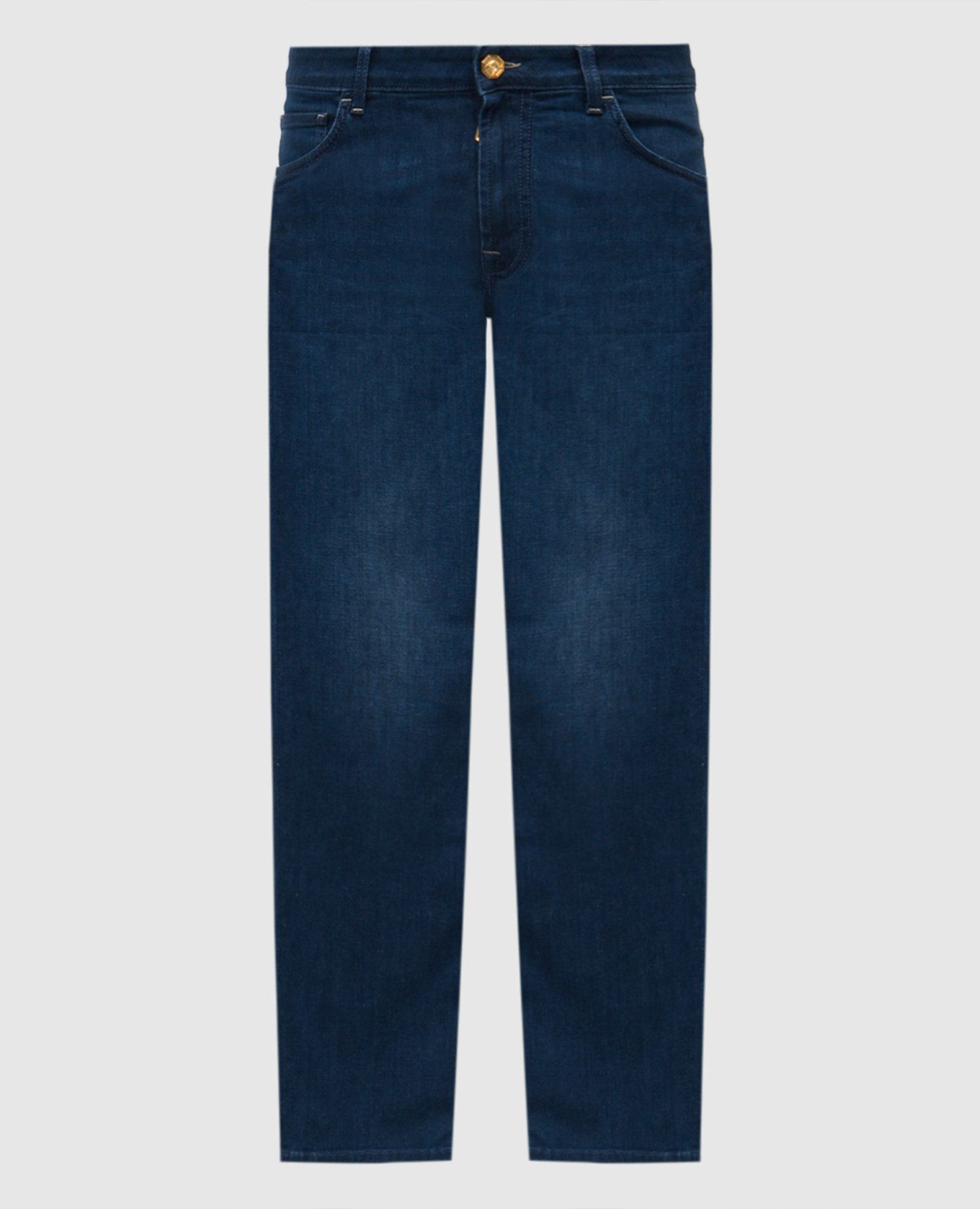 

Blue jeans with metal logo emblem Stefano Ricci