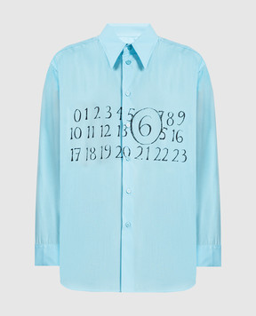 Maison Margiela MM6 Blue shirt with logo print S52DT0047M35152