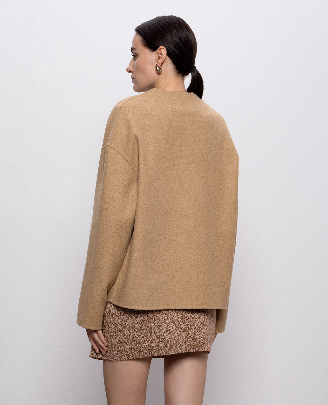 

Beige cropped coat with wool Versace