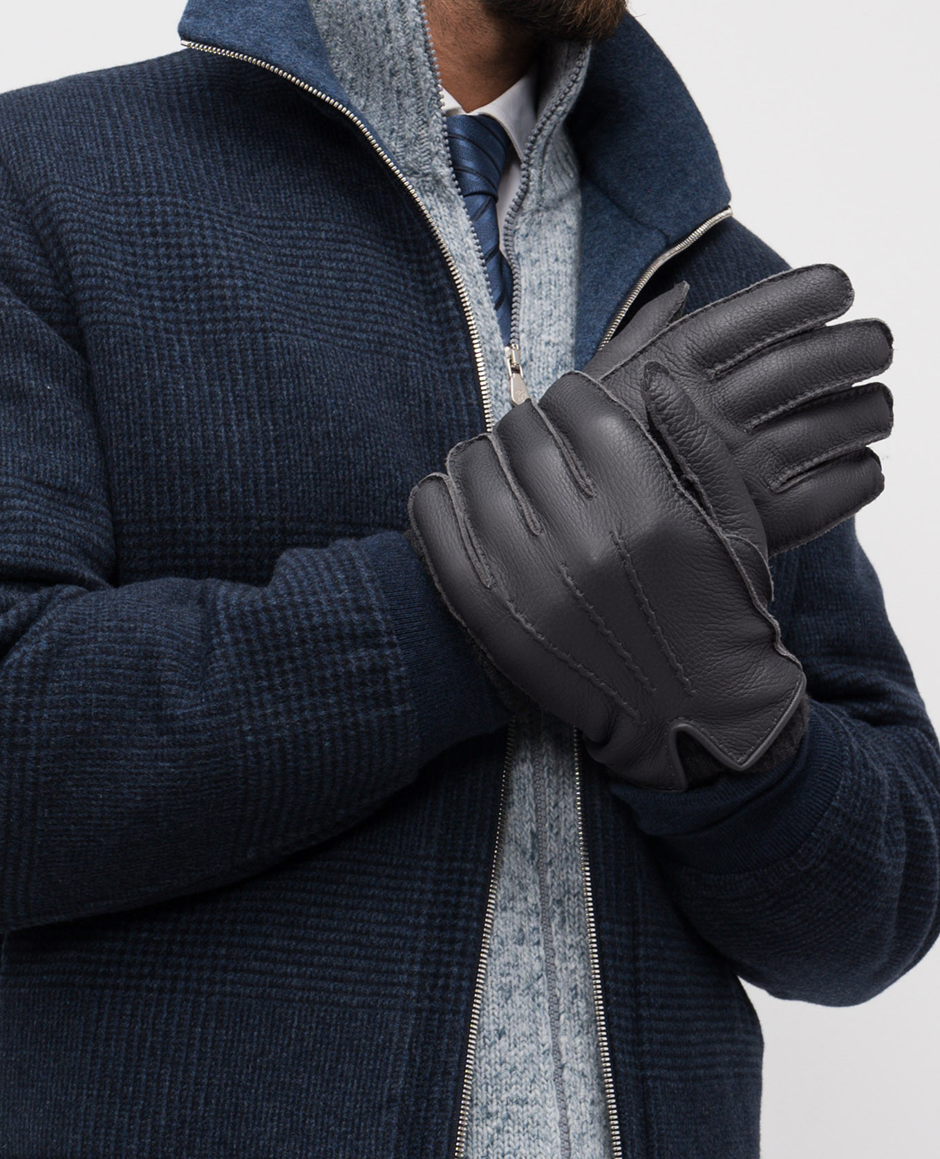 

Gray leather gloves Agnona, Grey