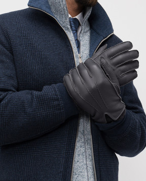 Agnona Gray leather gloves MY10U201K1211
