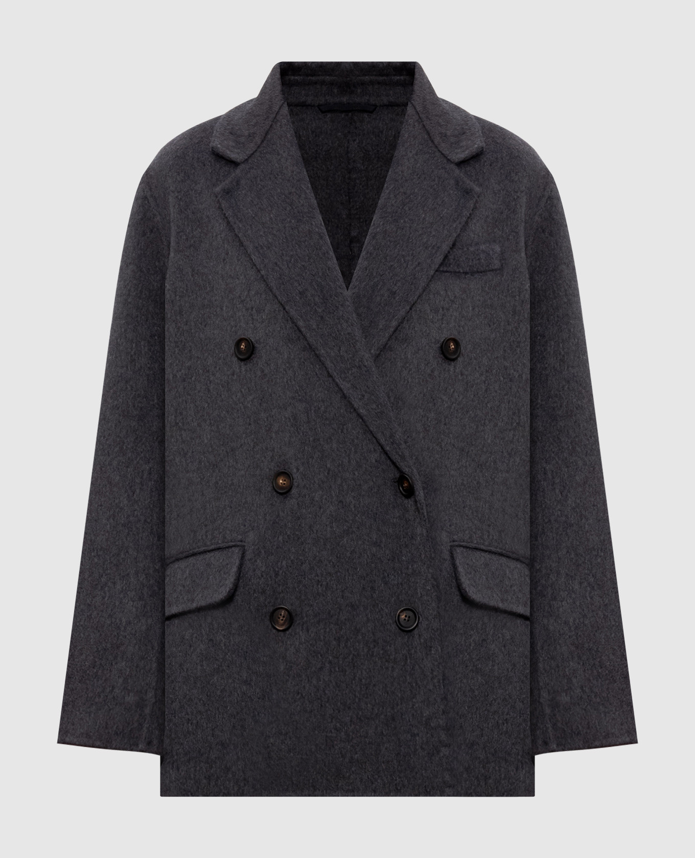 

Gray double-breasted cashmere coat Brunello Cucinelli, Grey