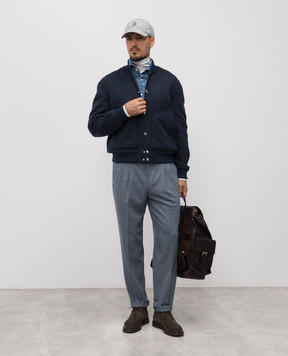 Brunello Cucinelli Blue reversible cashmere bomber jacket MY4799807