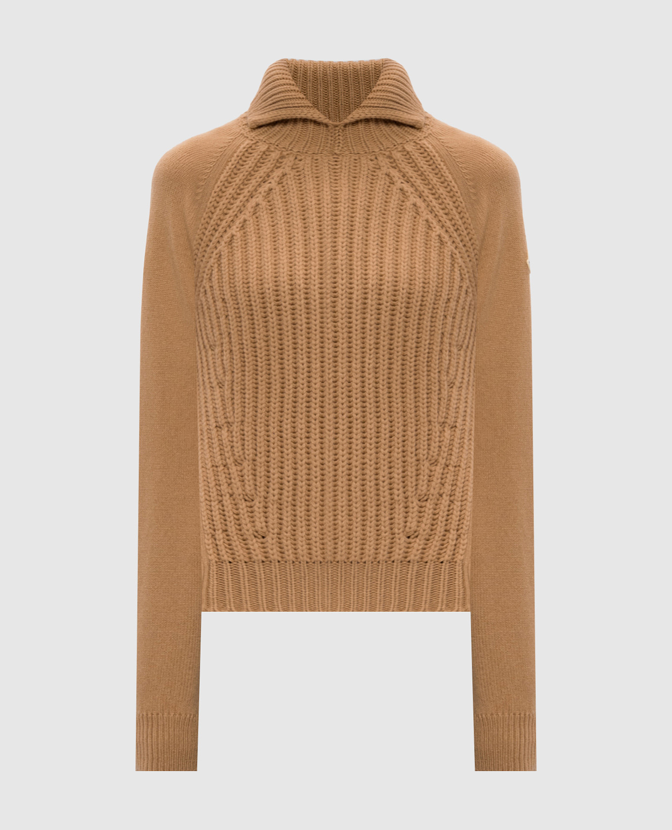 Brown wool and cashmere sweater with logo patch Moncler