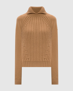 Moncler Brown wool and cashmere sweater with logo patch K20939F00008M4281