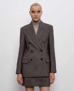 Brunello Cucinelli Brown wool and linen jacket with lurex MG5277047P