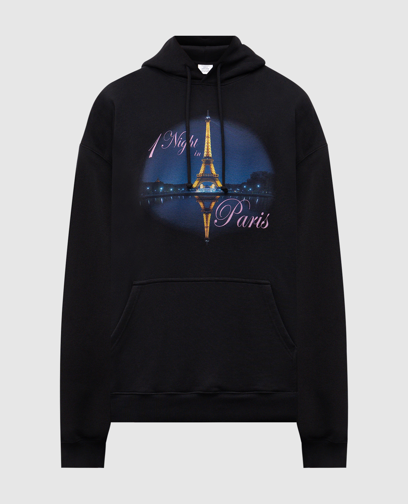Black hoodie with 1 Night in Paris print Vetements
