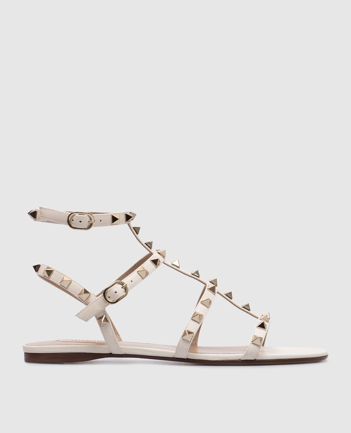 Beige leather sandals rockstud valentino