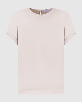 Brunello Cucinelli Beige silk top with monil chain M0C59DE310