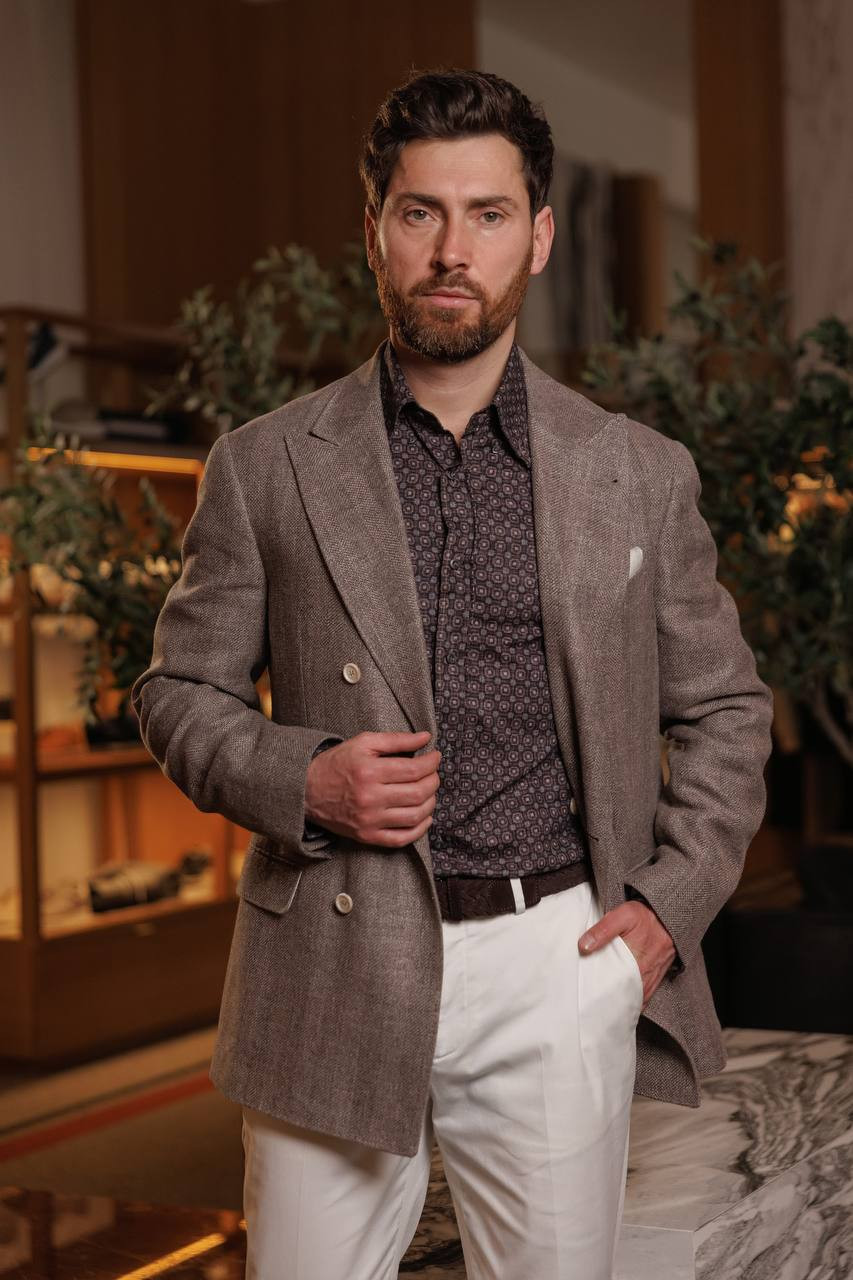 

Brown printed shirt Brunello Cucinelli