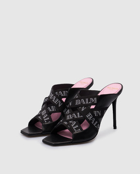 Balmain Black combo mules with logo CN0UR003LNEL