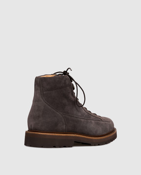 Brunello Cucinelli Grey suede boots with logo MZUNVJW717