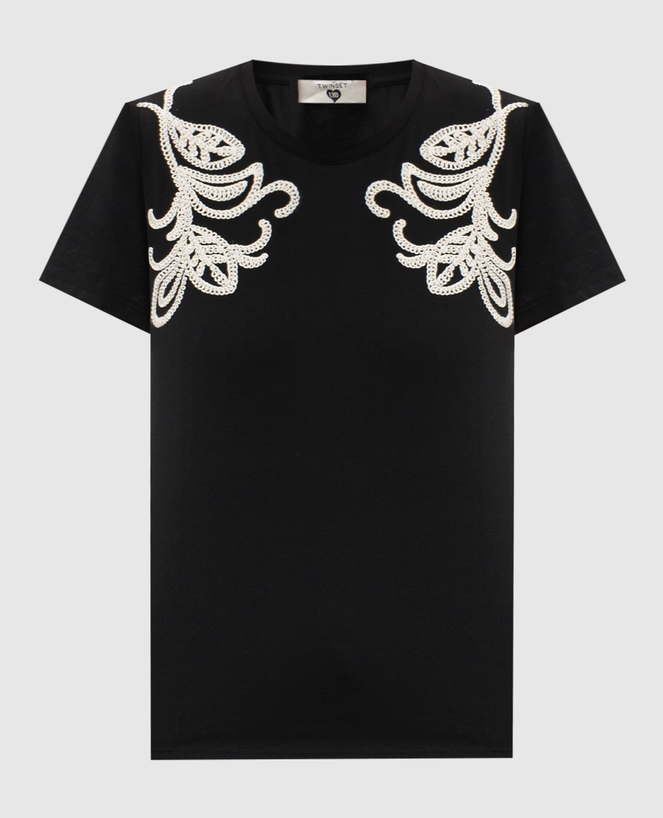 

Black T-shirt with contrast embroidery Twinset