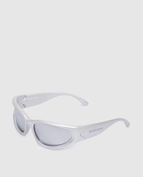 Balenciaga SWIFT OVAL silver sunglasses with a mirror effect 658745T0007