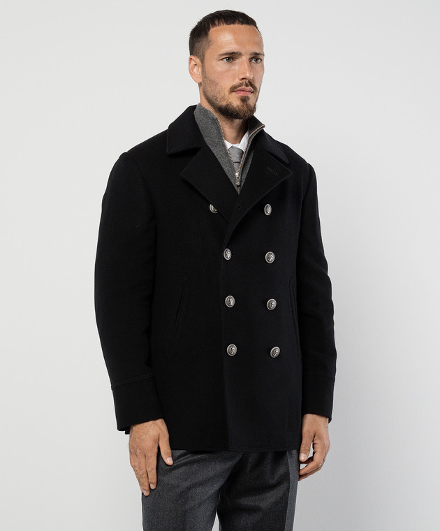 【関税&送料込】Brunello Cucinelli Cappotto Doppiopetto In C Dark brown Double-Breasted Shearling-Trimmed Leather Trench