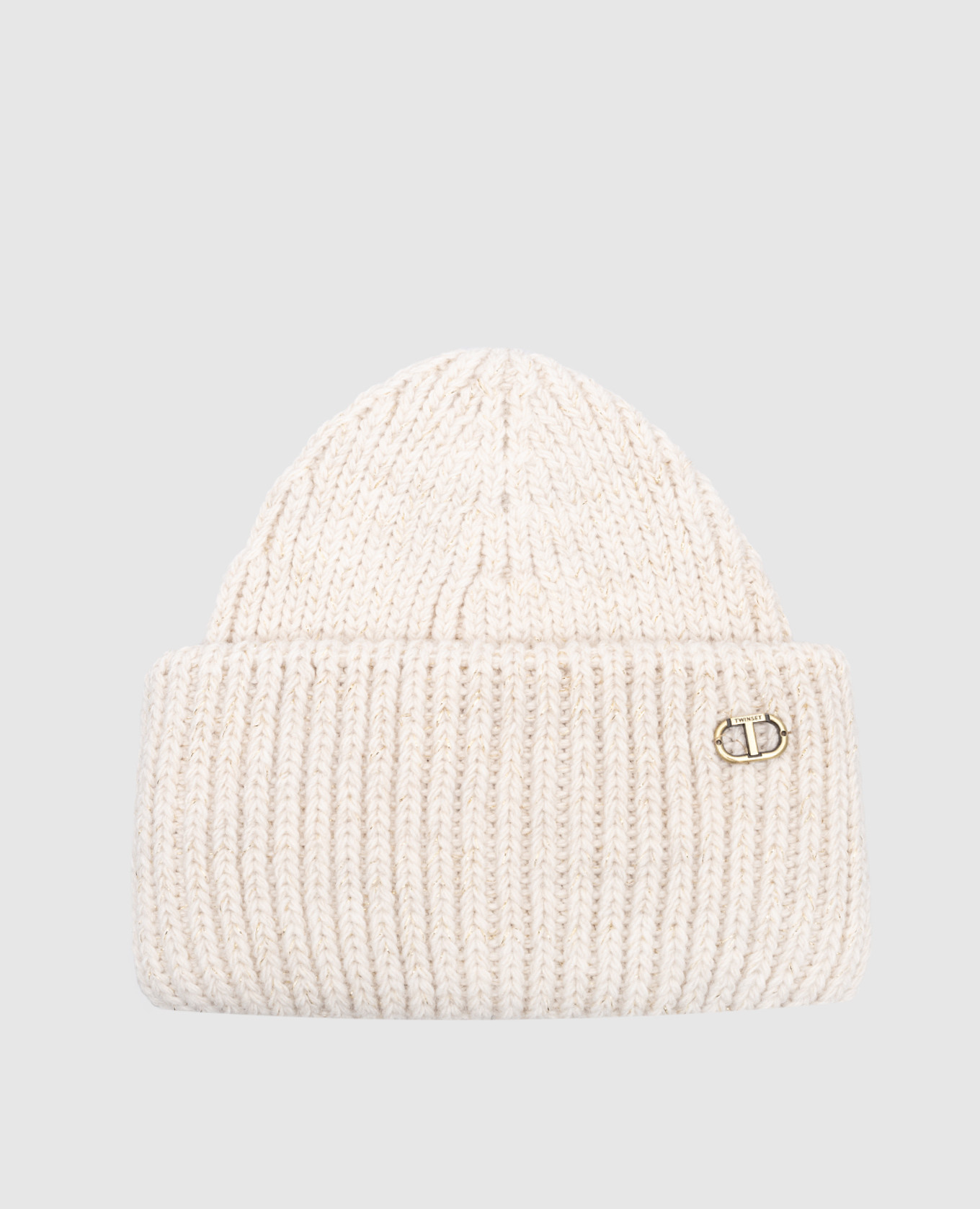 Beige cap with lurex twinset