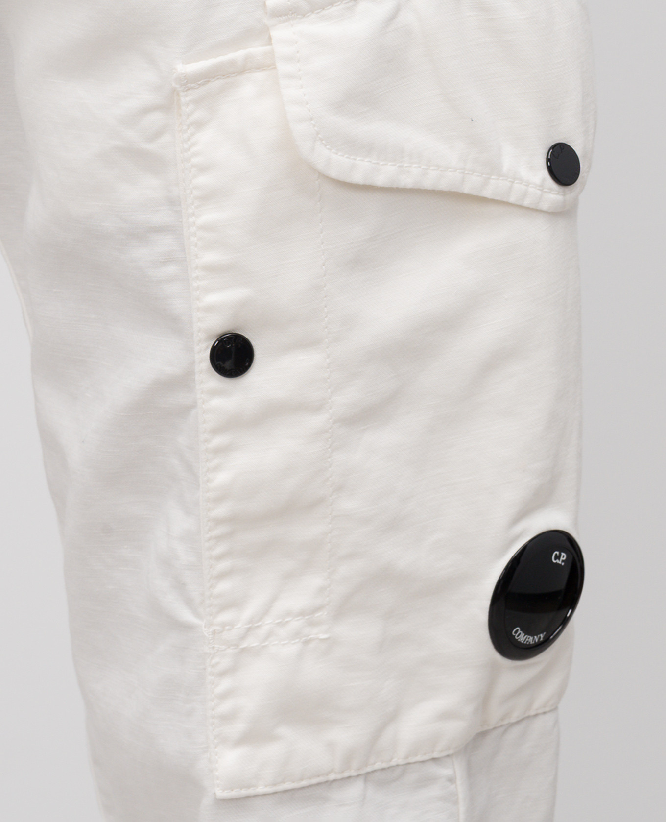 

White linen pants with logo patch C.P. Company