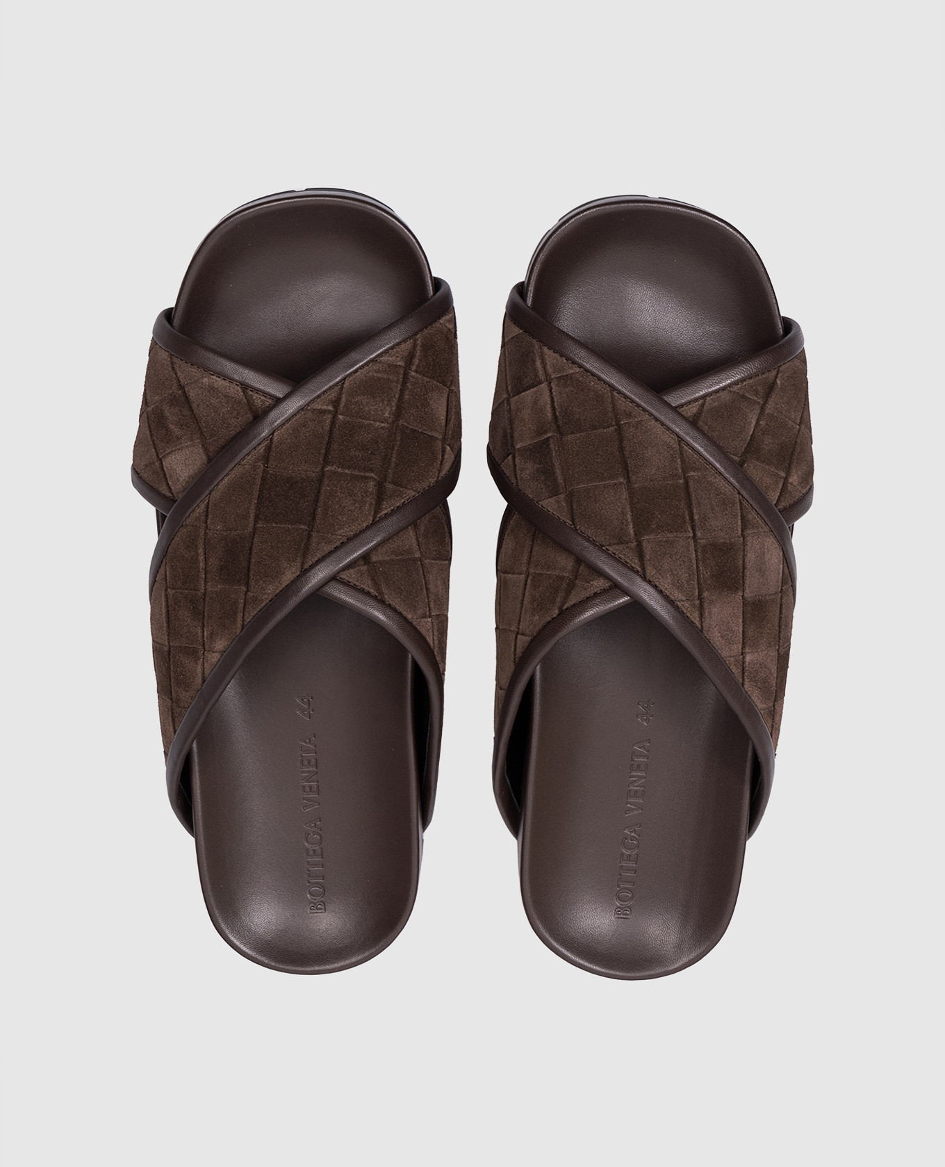 Tarik Brown Weave Suede Flip Flops Bottega Veneta 4