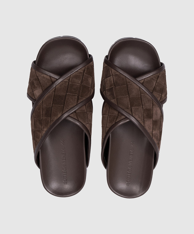 Bottega Veneta Tarik Brown Weave Suede Flip Flops 786883V3QE0 buy with Portugal delivery at Symbol