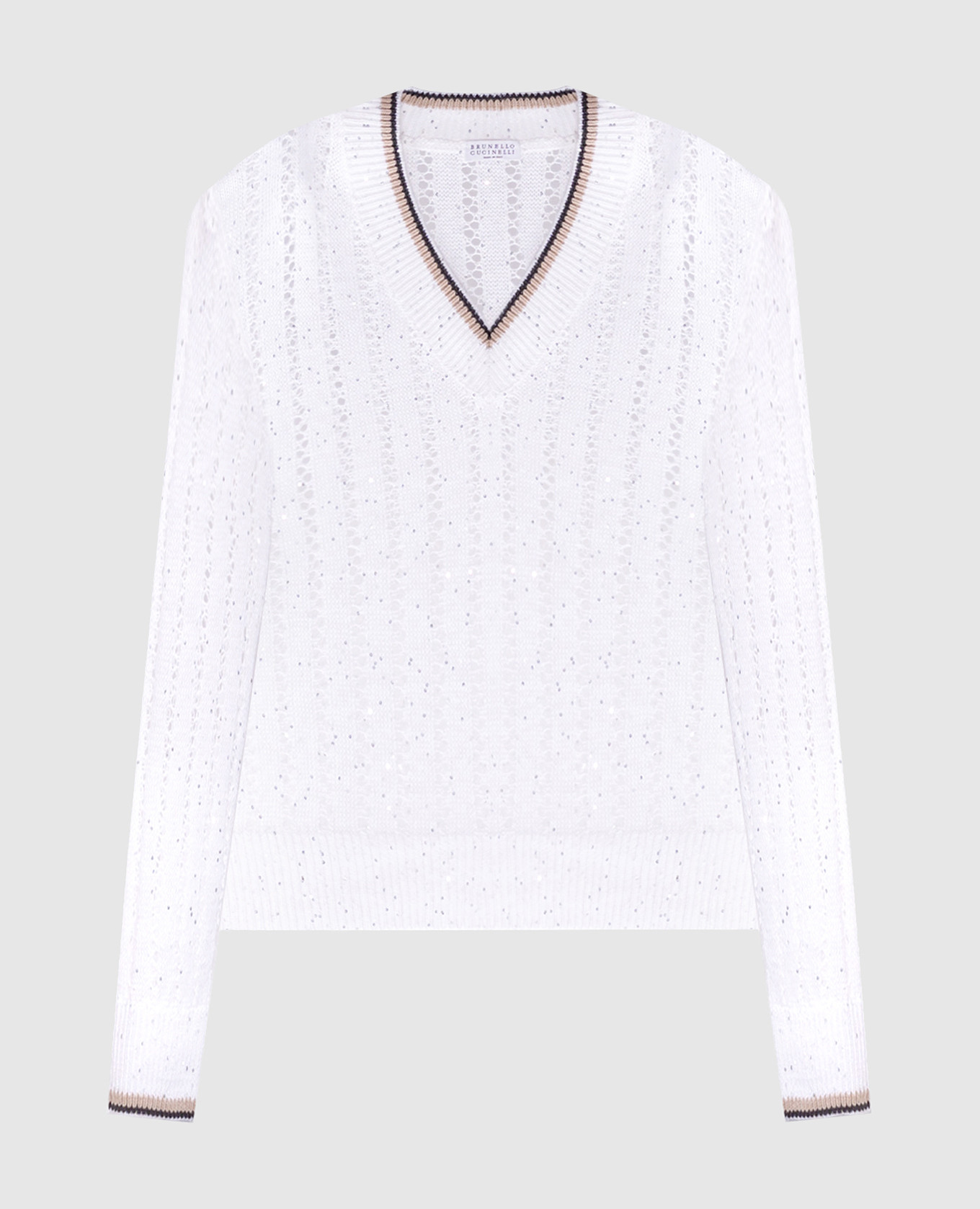 

White openwork linen pullover Brunello Cucinelli