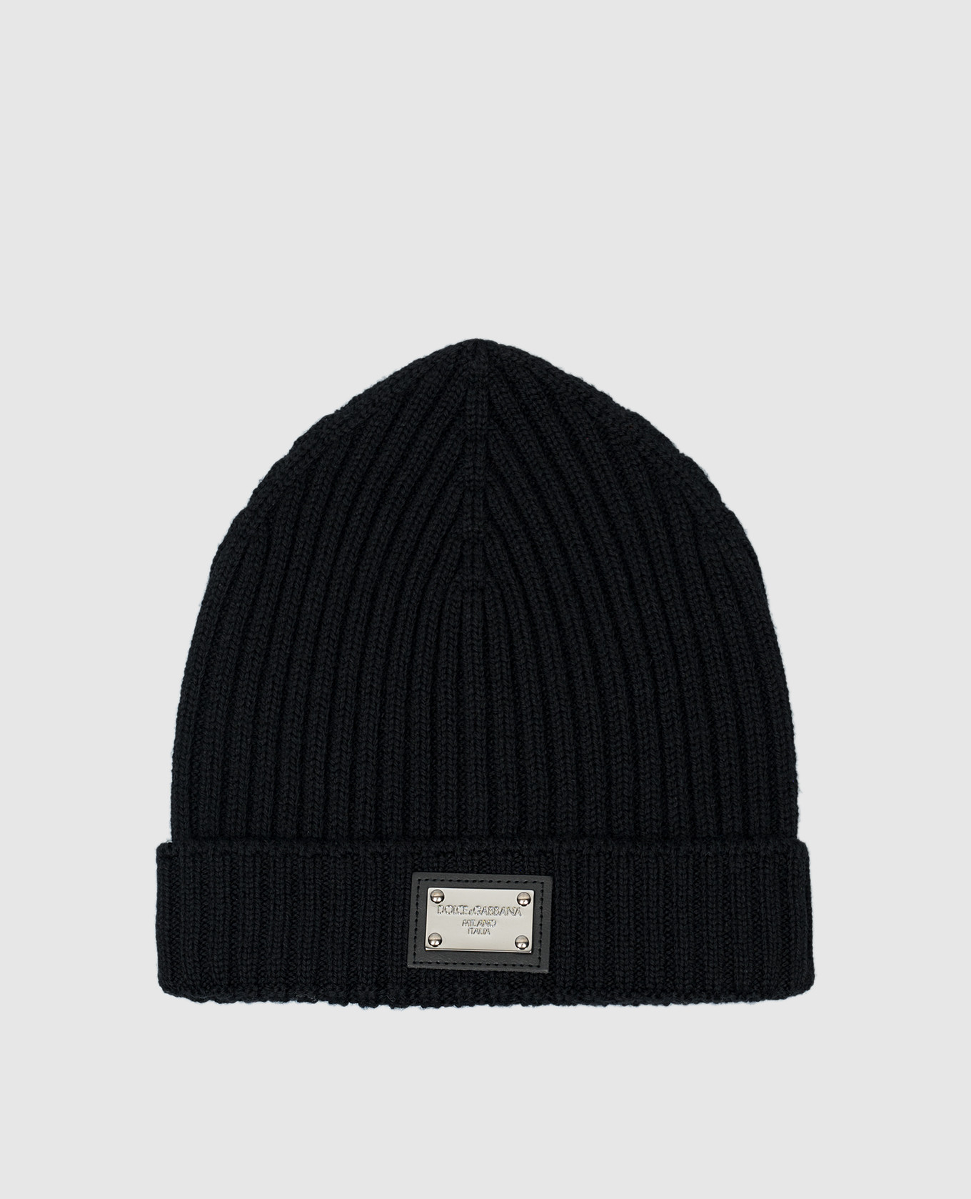 

Children's black wool cap with logo patch Dolce&Gabbana, Черный