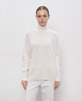 Brunello Cucinelli White cashmere and silk sequin sweater M73539914