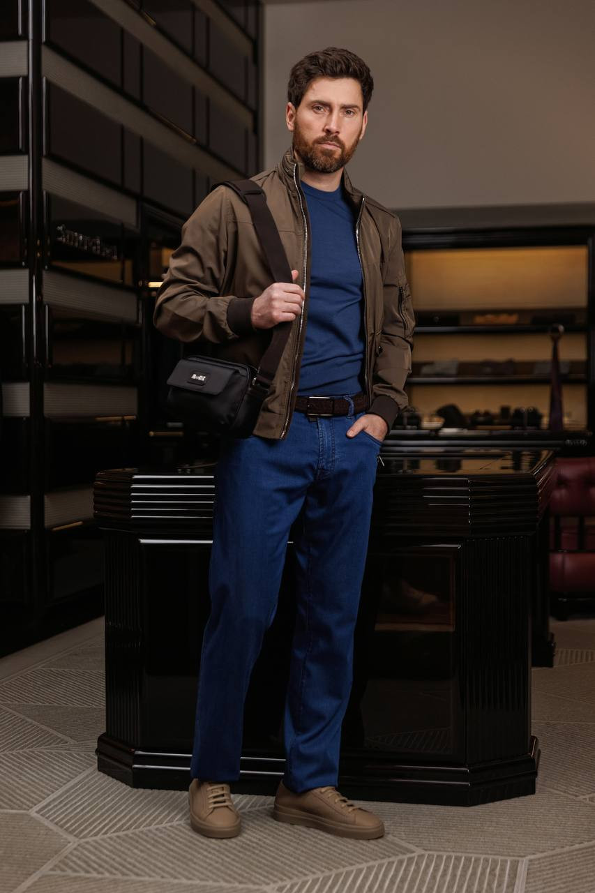 

Blue Costantino jeans with logo Scissor Scriptor