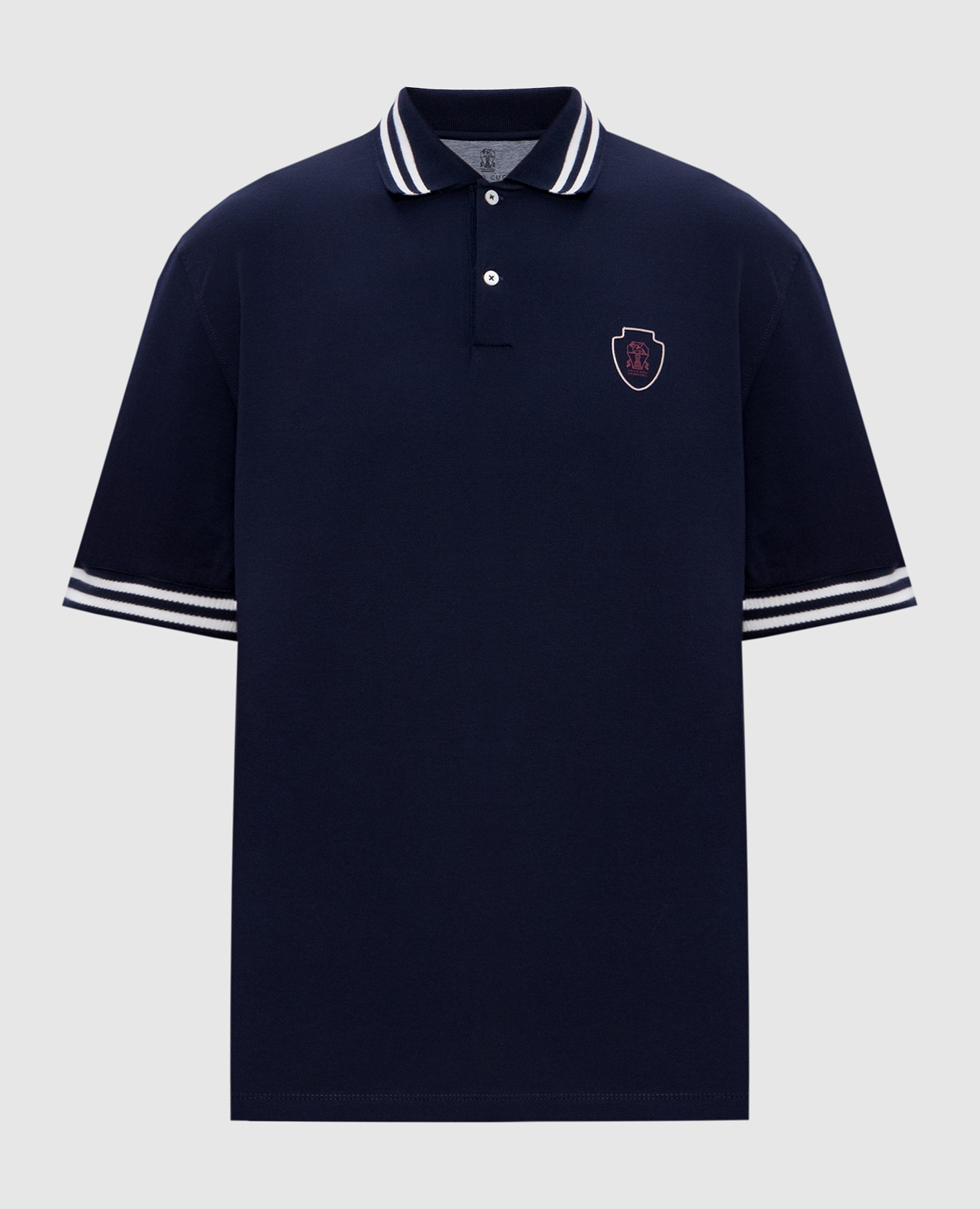 

Blue polo with logo emblem Brunello Cucinelli